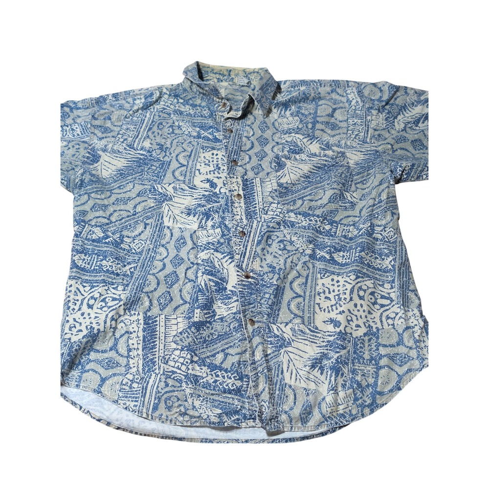 Bugle Boy Co. Vintage Button Up Shirt‎ Abstract Pattern Casual Sz XL 0266